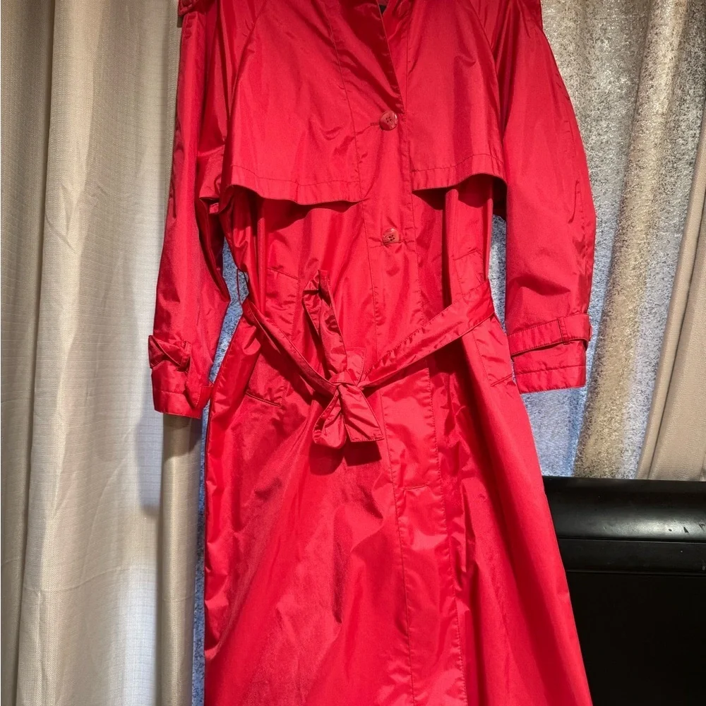 Vibrant Red‎ pink Trench Coat - Picture 3 of 12